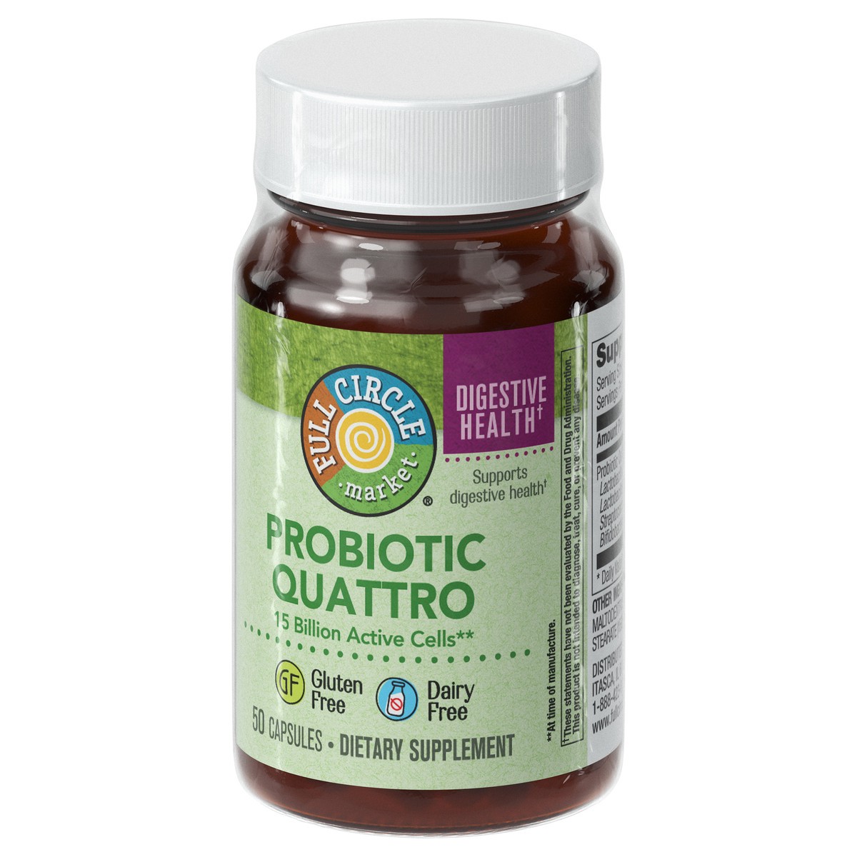 slide 2 of 4, Full Circle Market Digestive Health Probiotic Quattro 50 Capsules, 50 ct