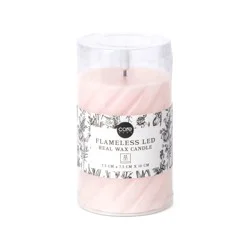 Core Home™ Small Flameless LED Swirl Pillar Wax Candle - Pink
