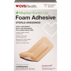 slide 1 of 1, CVS Health Mepilex Border Lite Foam Adhesive Sterile Dressings, 3 ct; 2 in x 5 in