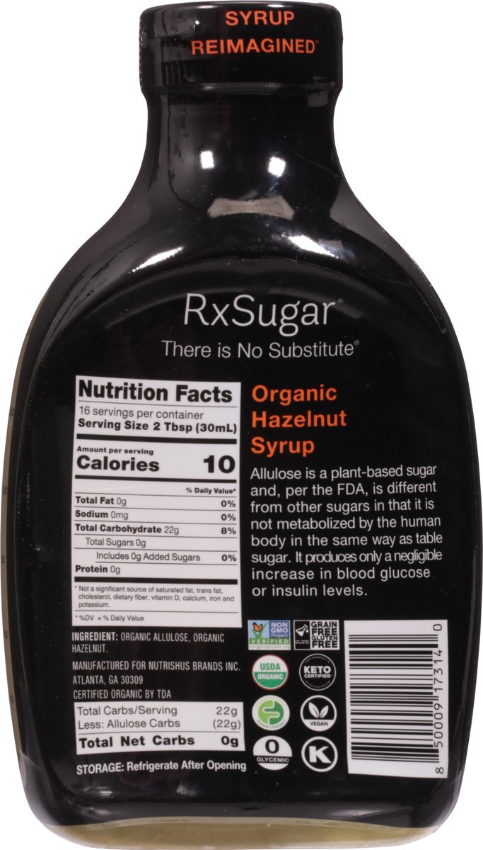 slide 6 of 13, RxSugar Organic Hazelnut Syrup 16 fl oz, 16 fl oz