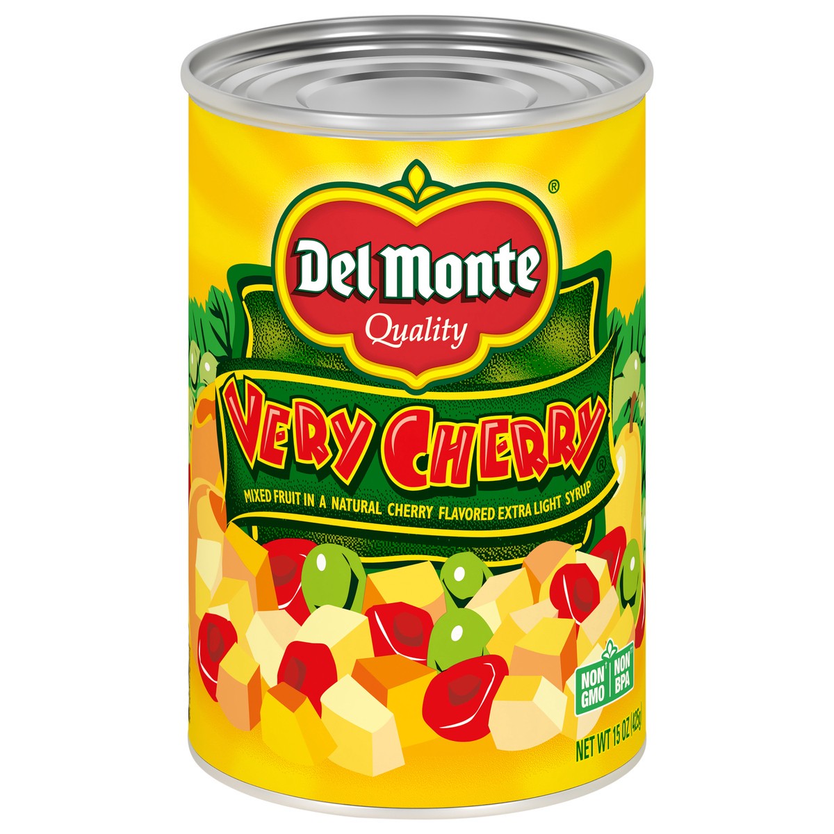 slide 1 of 7, Del Monte Very Cherry Flavored Mixed Fruit in Extra Light Syrup, 15 oz Can, 15 oz