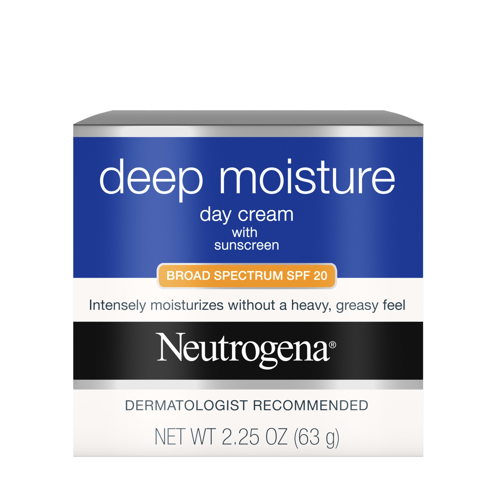 slide 1 of 5, Neutrogena Deep Moisture Day Cream With Sunscreen For Dry Skin Broad Spectrum SPF 20, 2.25 oz