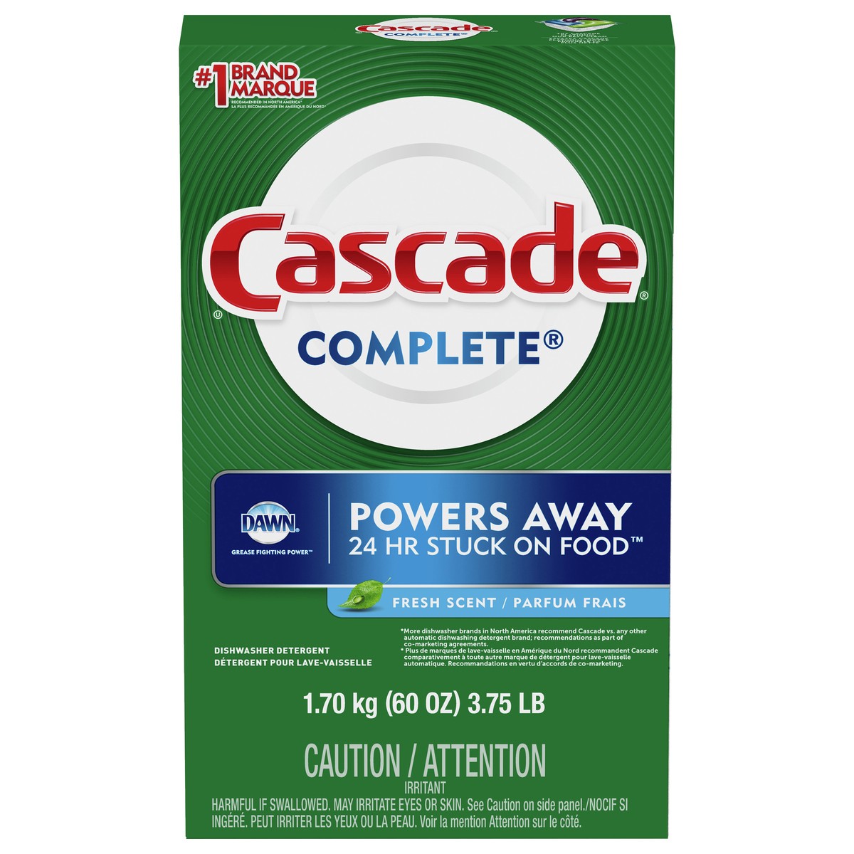 slide 1 of 1, Cascade Powder Dishwasher Detergent, Fresh Scent, 60 ounces, 60 oz