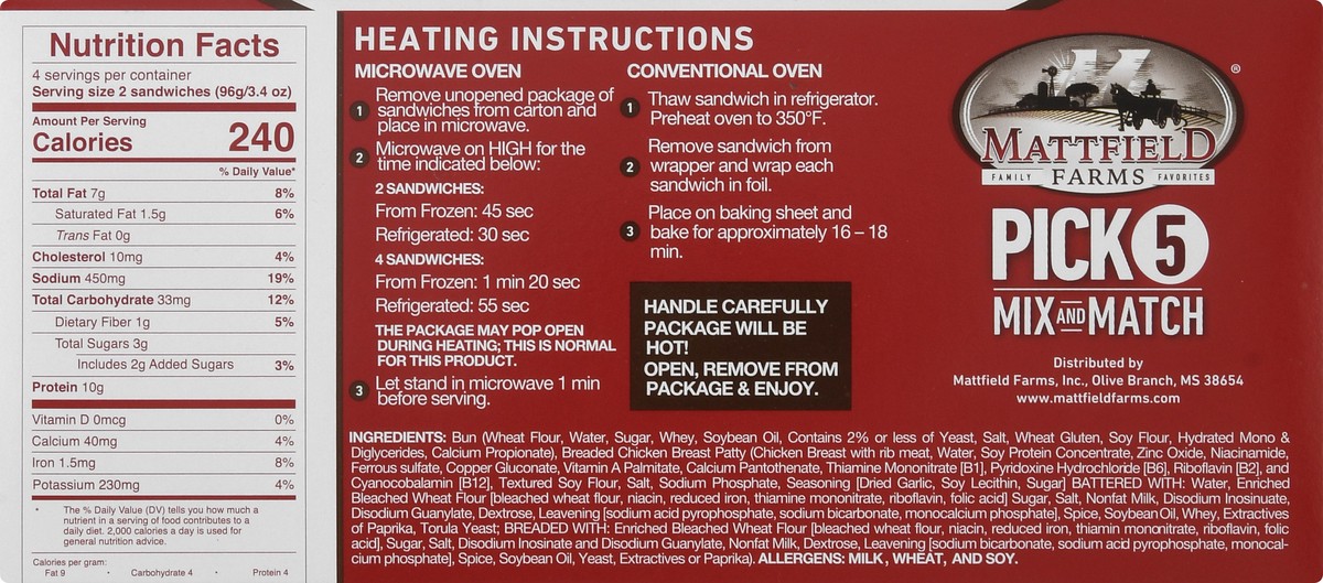 slide 6 of 13, Mattfield Farms Snack Size Chicken Microwaveable Chicken Sliders 8 ea, 13.6 oz