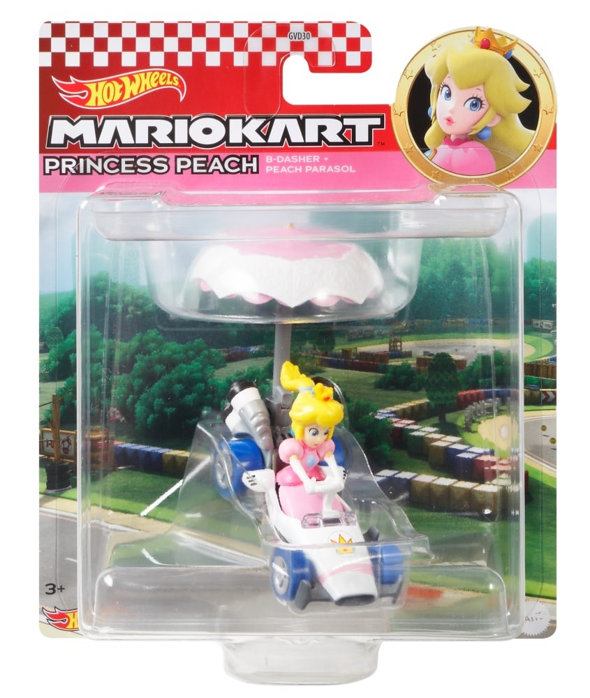 slide 1 of 1, Mattel Hot Wheels Mario Kart Princess Peach B-Dasher + Peach Parasol, 1 ct