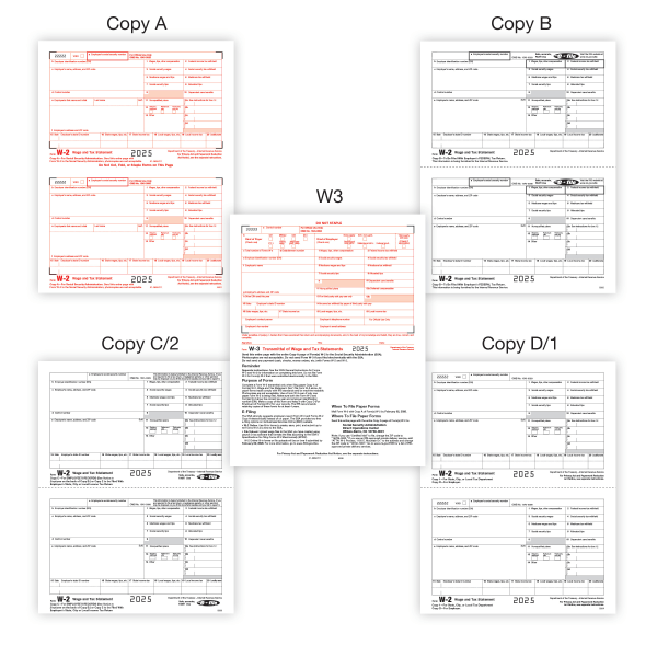 slide 2 of 3, Office Depot® W-2 Laser Tax Forms, 6-Part, 2-Up, 8-1/2"" x 11"", Pack Of 25 Form Sets, 5602525, 1 ct