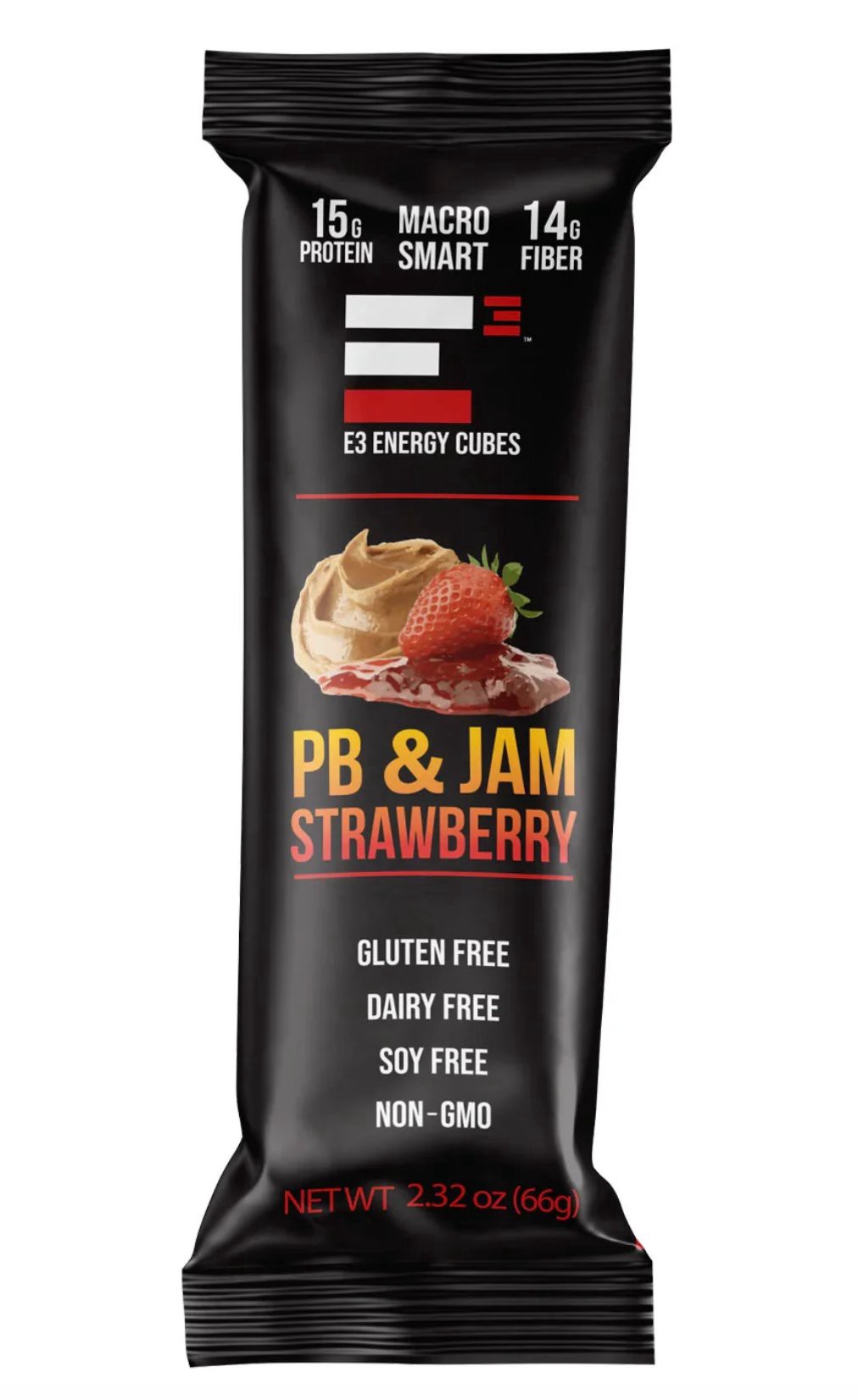 slide 1 of 1, E3 Energy Cubes Pb & Jam Strawberry - 2.32 OZ, 2.32 oz