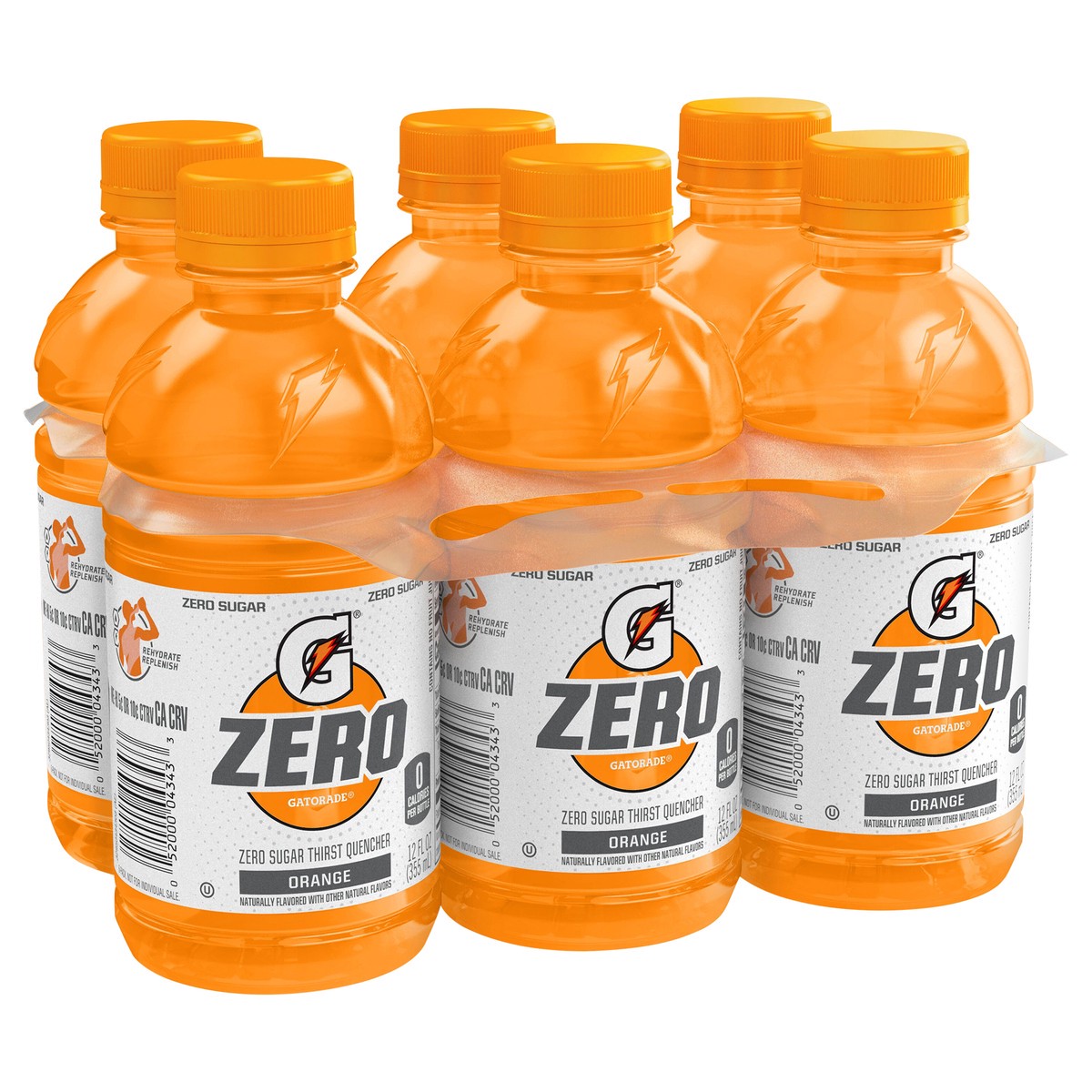 slide 3 of 3, Gatorade Zero Zero Sugar Thirst Quencher Orange 12 Fl Oz 6 Count, 6 ct
