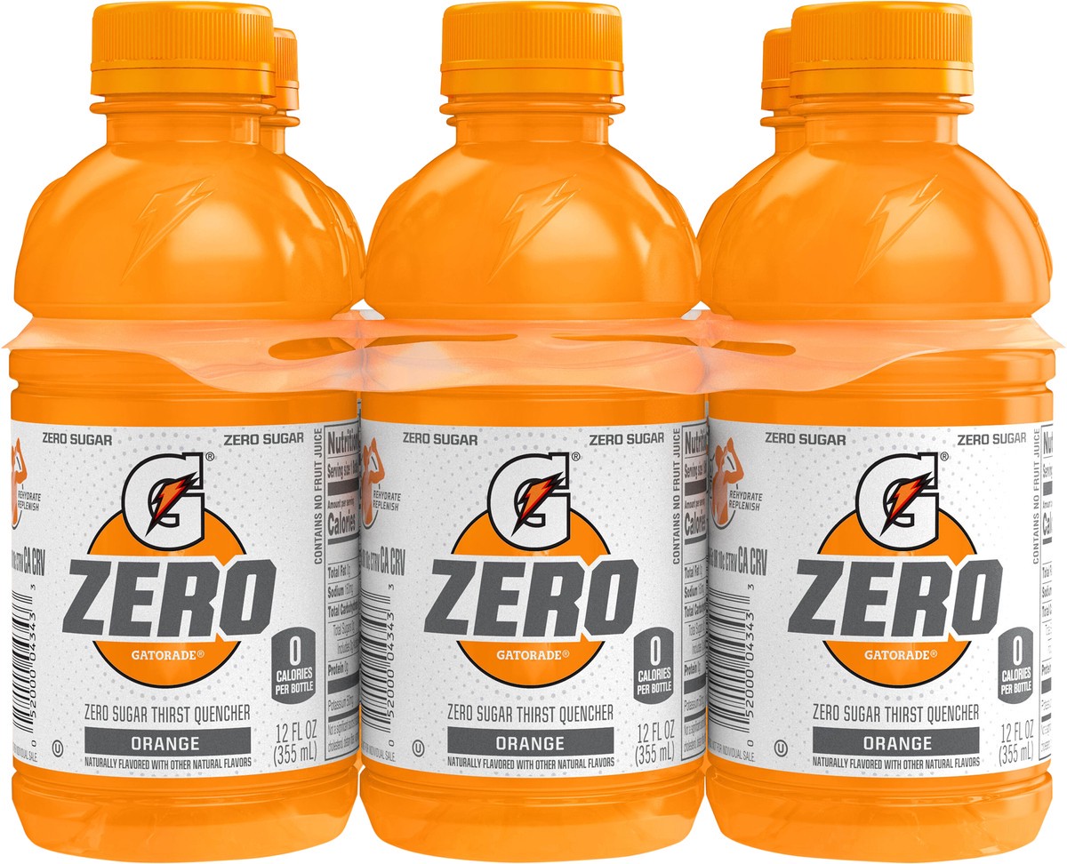 slide 2 of 3, Gatorade Zero Zero Sugar Thirst Quencher Orange 12 Fl Oz 6 Count, 6 ct