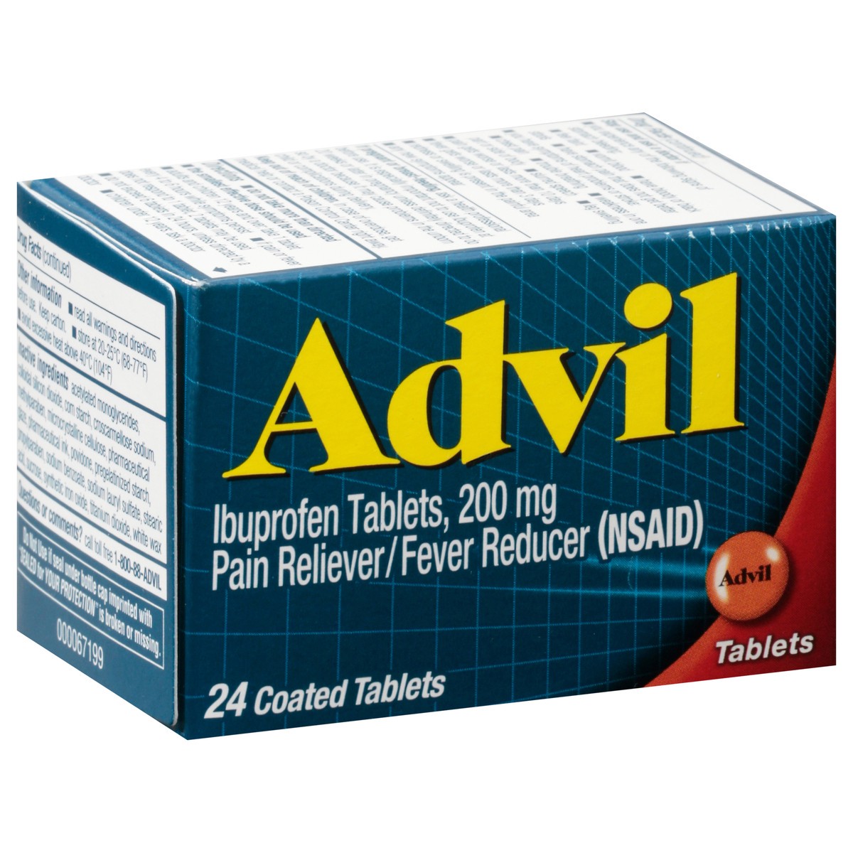 slide 2 of 9, Advil Coated Tablets Pain Reliever and Fever Reducer, Ibuprofen 200mg, 24 Count, Fast-Acting Formula for Headache Relief, Toothache Pain Relief and Arthritis Pain Relief, 24 ct