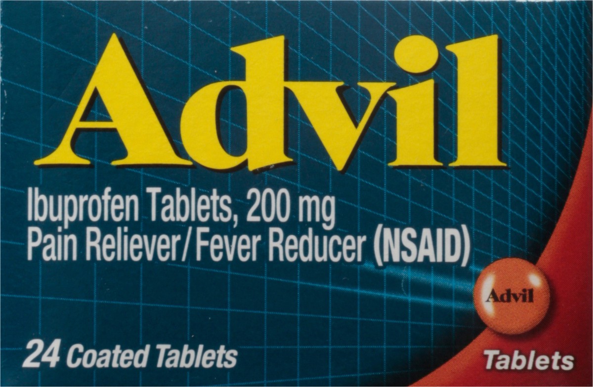 slide 6 of 9, Advil Coated Tablets Pain Reliever and Fever Reducer, Ibuprofen 200mg, 24 Count, Fast-Acting Formula for Headache Relief, Toothache Pain Relief and Arthritis Pain Relief, 24 ct