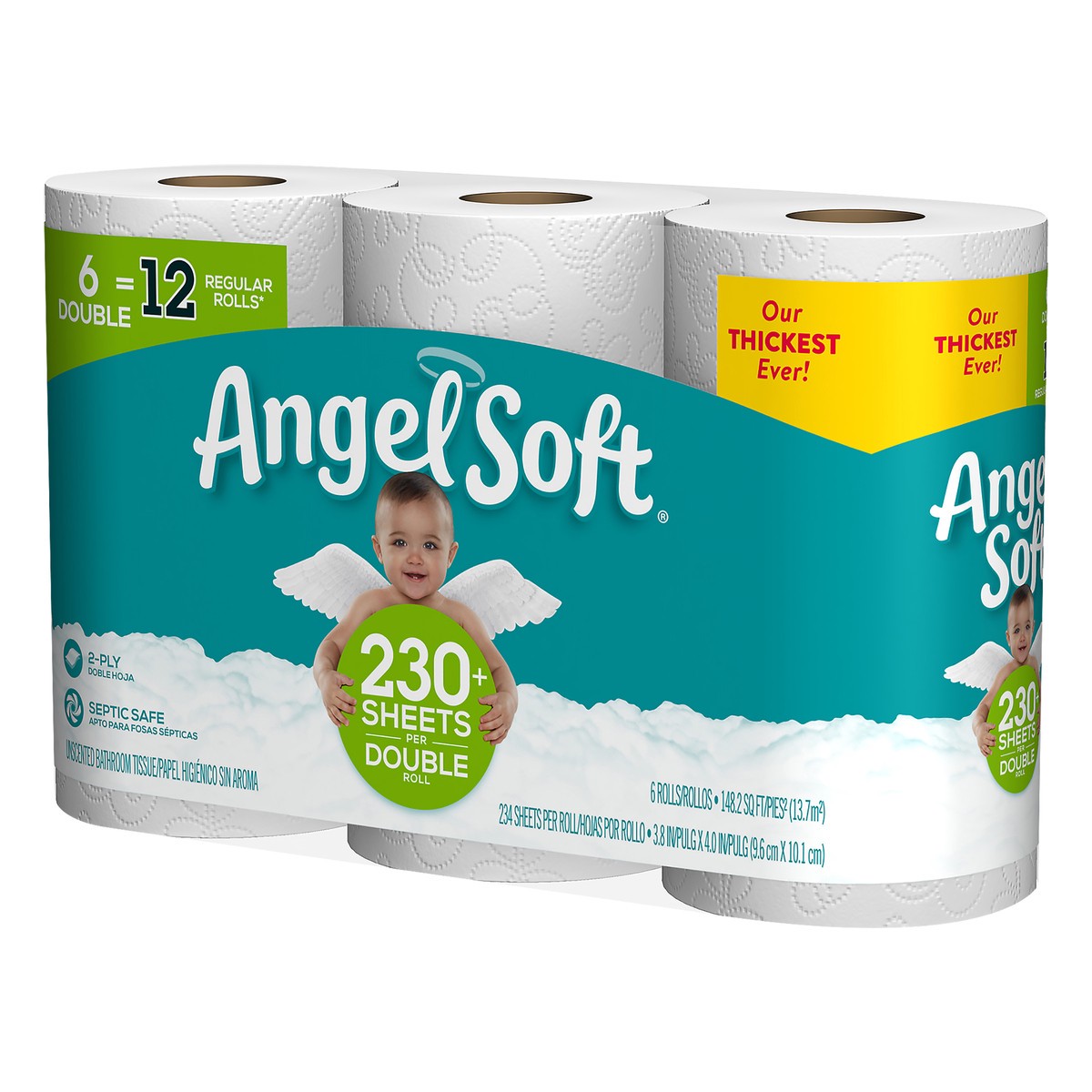 slide 6 of 6, Angel Soft Double Roll 2-Ply Unscented Bathroom Tissue 6 ea, 6 ct