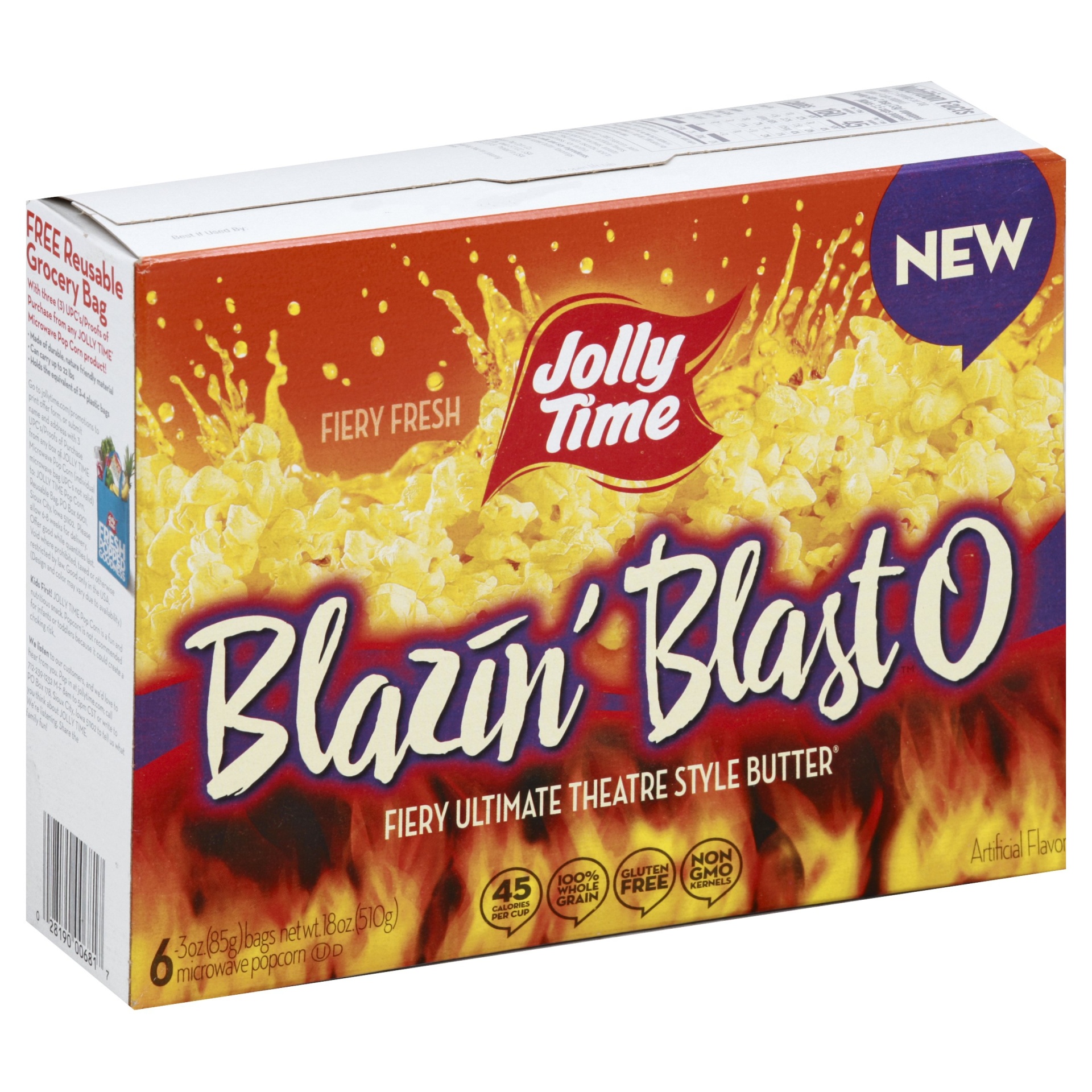 slide 1 of 5, Jolly Time Microwave Popcorn Blazin' Blast O, 6 ct