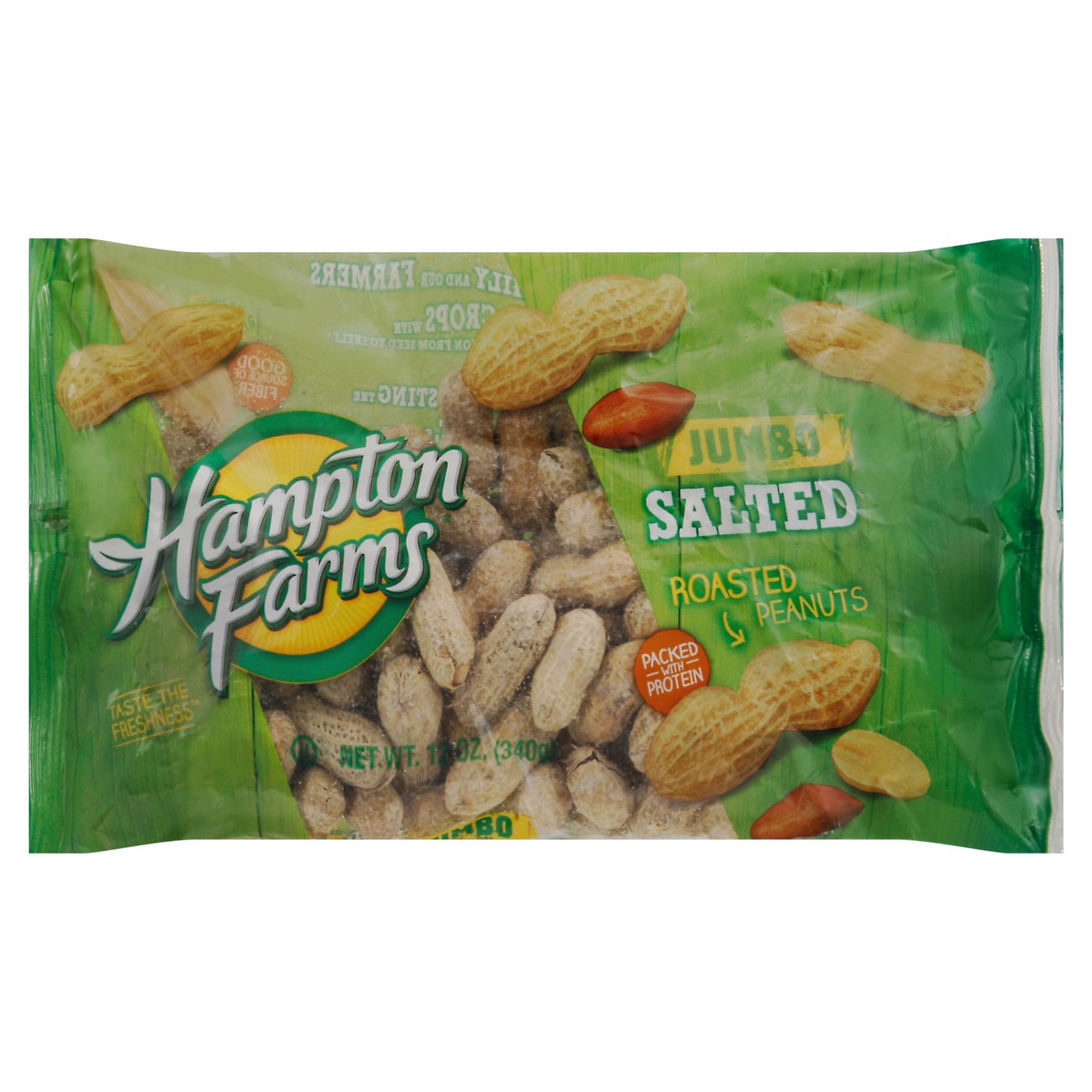 slide 1 of 9, Hampton Farms Jumbo Roasted Salted Peanuts 12 oz Bag, 12 oz