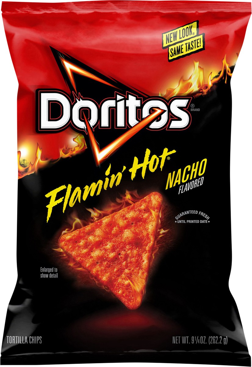 slide 9 of 9, Doritos Tortilla Chips Flamin' Hot Nacho Flavored 9 1/4 Oz, 9.25 oz