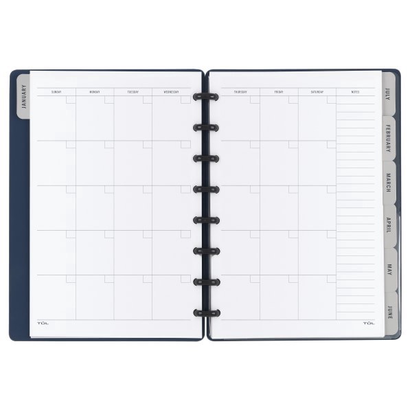 slide 2 of 4, Tul Discbound Monthly Planner Starter Set, Undated, Junior Size, Soft-Touch Cover, Navy, 1 ct