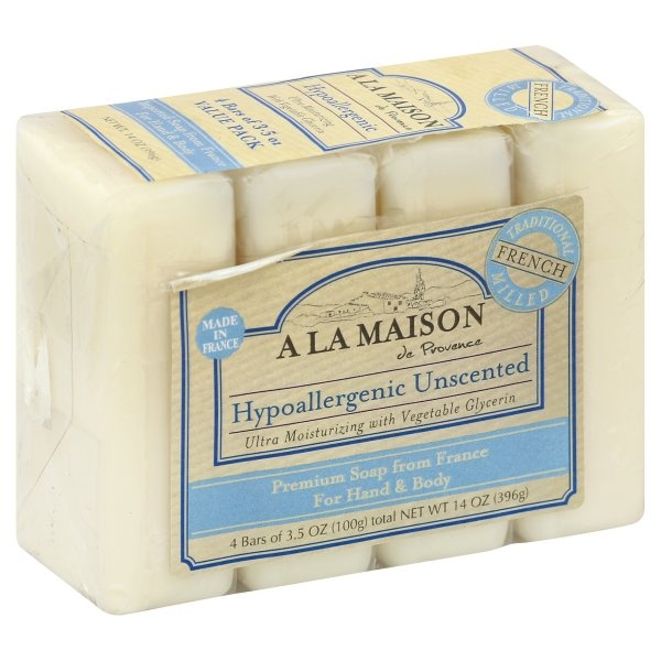 slide 1 of 1, A La Maison Soap Premium Hypoallergenic Unscented Value Pack, 4 ct