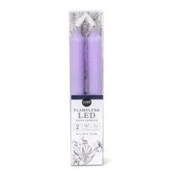 Core Home Flameless LED Ribbed Taper Wax Candles - Purple