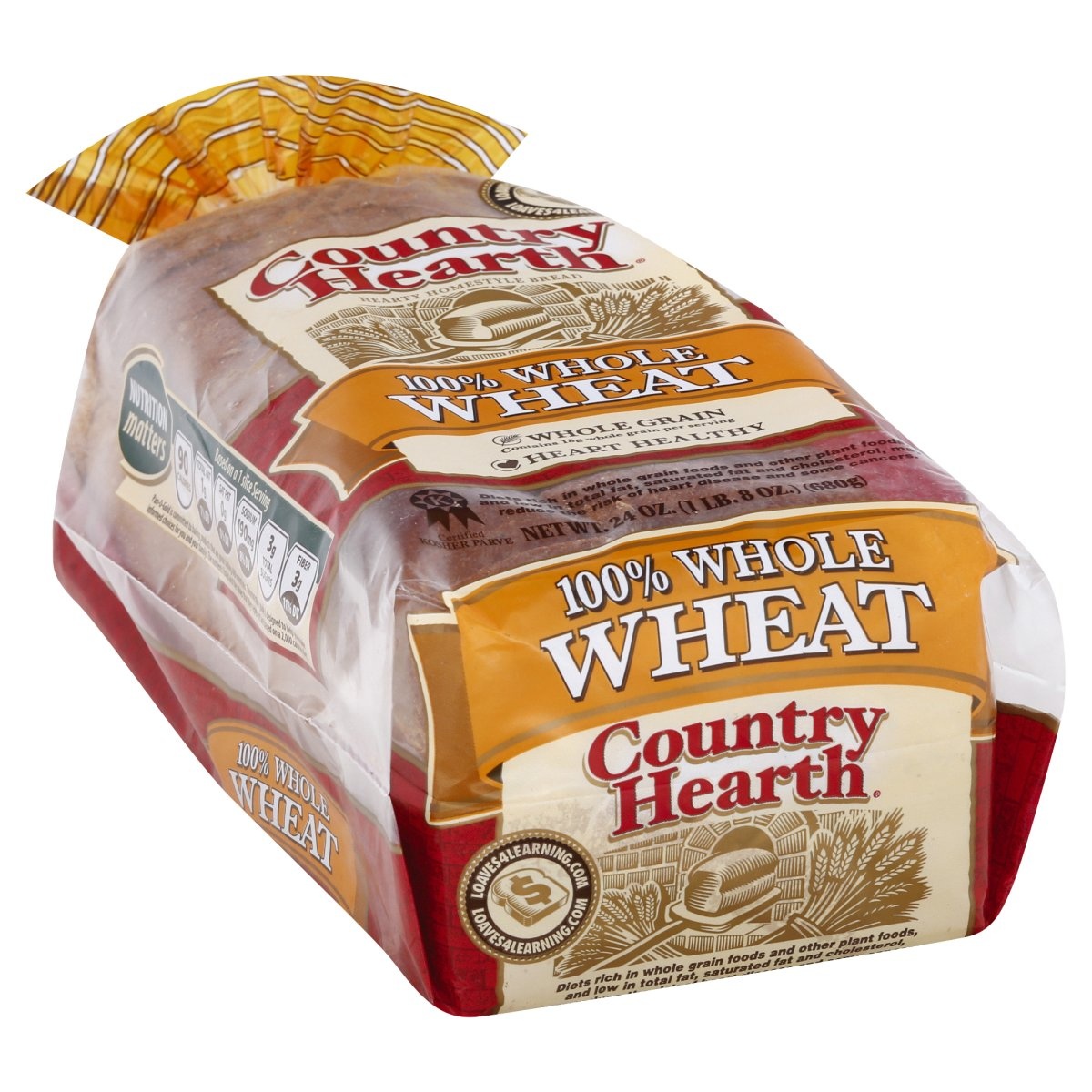 slide 1 of 1, Country Hearth 100% Whole Wheat Bread Widepan, 1 ct