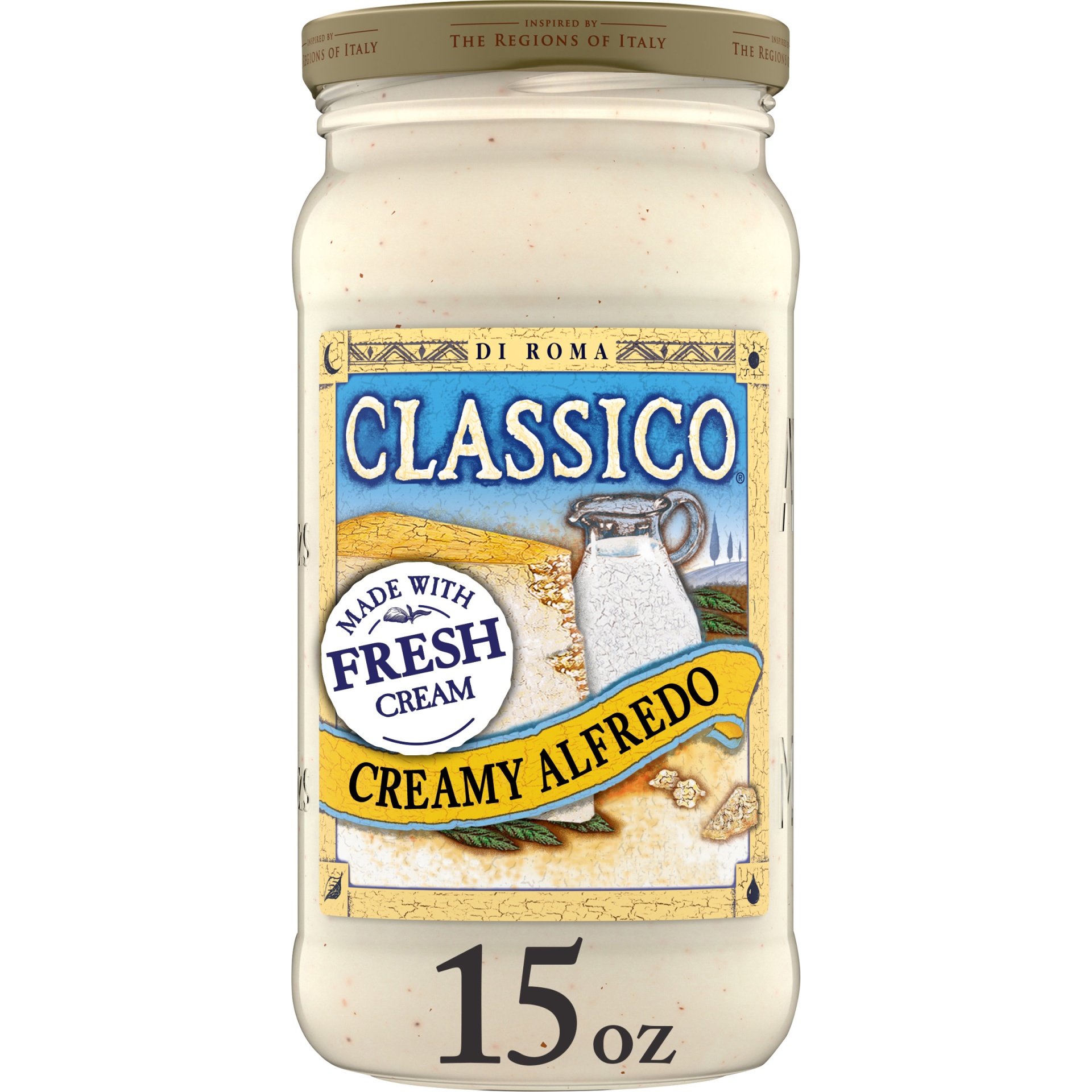 slide 1 of 1, Classico Light Creamy Alfredo Pasta Sauce Jar, 15 oz