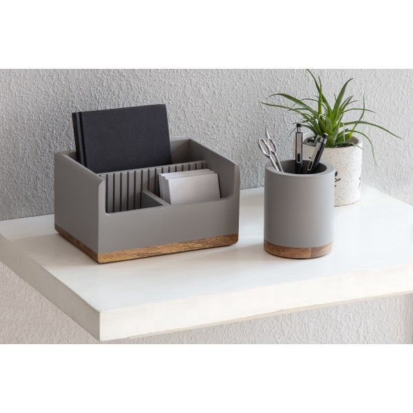 slide 2 of 4, Realspace Wood Pen Cup, 4-1/2""H X 3-1/2""W X 3-1/2""D, Gray/Natural, 1 ct