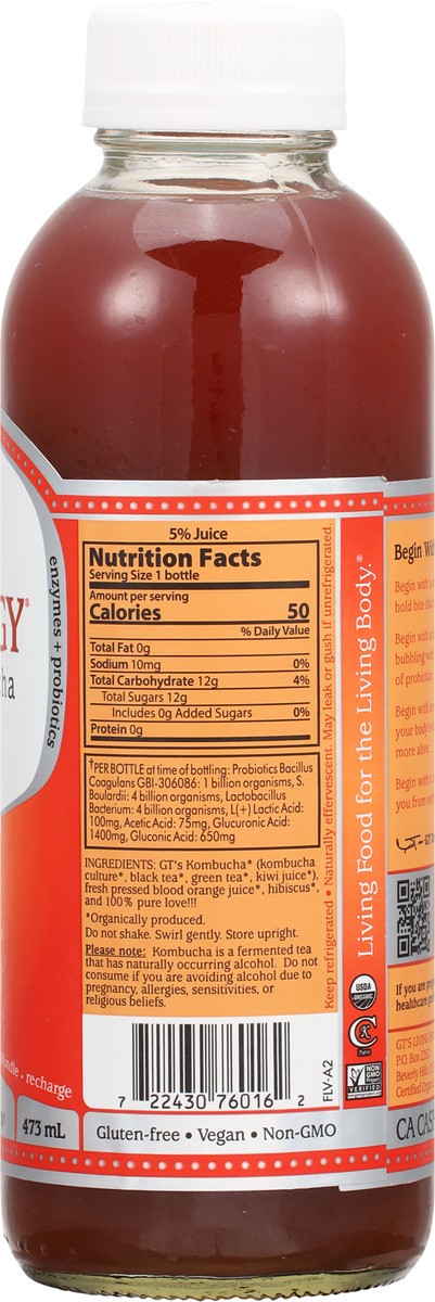 slide 7 of 9, GT's Kombucha Synergy Blood Orange - 16 fl oz, 16 fl oz