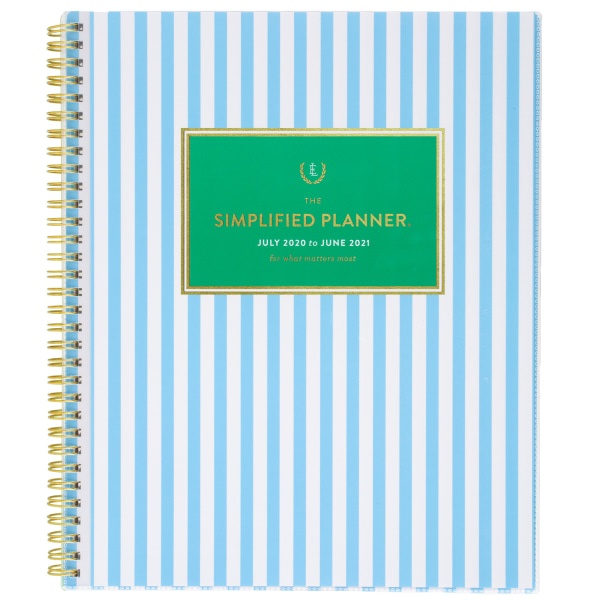 slide 1 of 5, At-A-Glance Emily Ley Simplified Academic Weekly/Monthly Planner, 8-1/2'' X 11'', Blue Stripe, July 2020 To June 2021, El401-901A, 1 ct