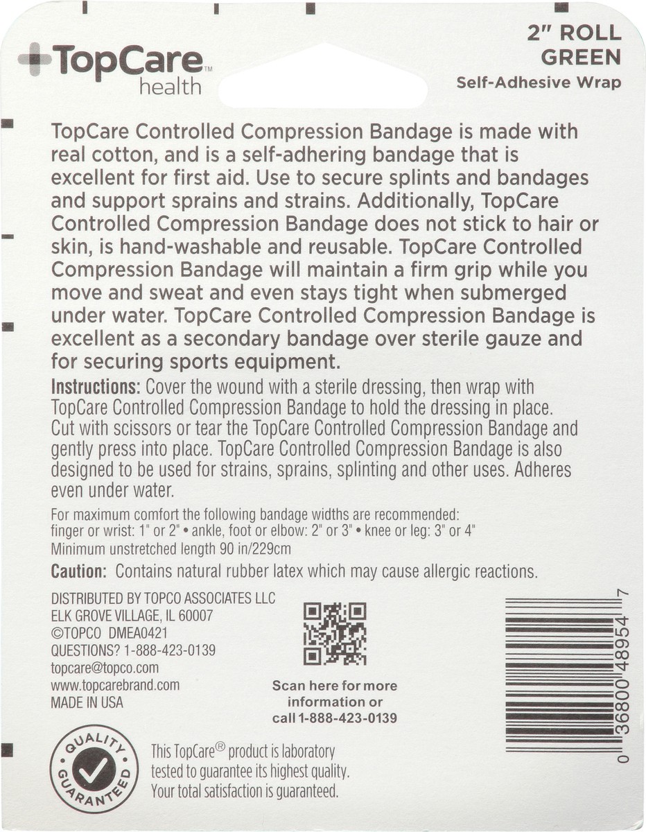 slide 3 of 9, TopCare Health Green Unstretched Controlled Compression Bandage 1 ea, 1 ct