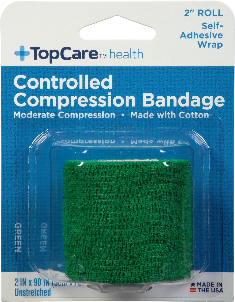 slide 9 of 9, TopCare Health Green Unstretched Controlled Compression Bandage 1 ea, 1 ct