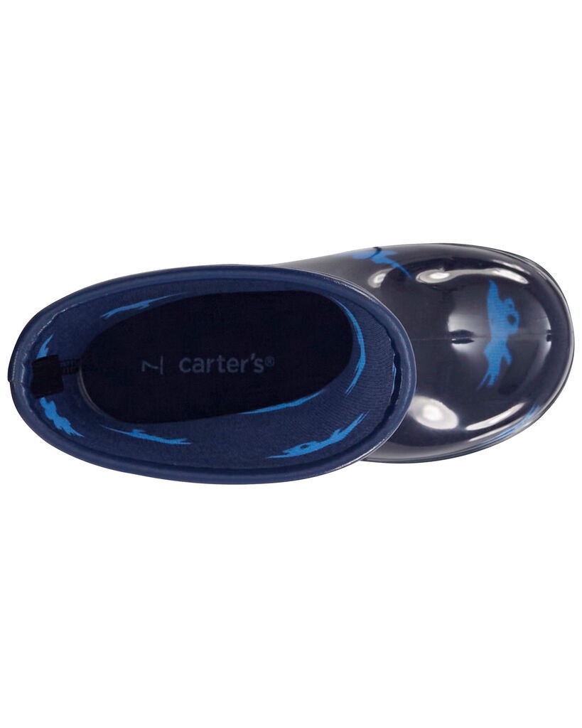 slide 4 of 6, Carter's Toddler Dinosaur Rain Boots Navy 9, 1 ct