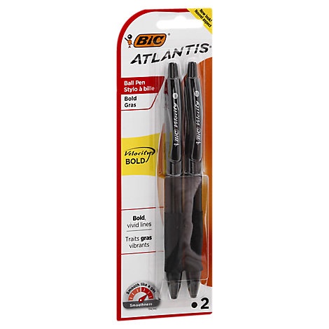slide 1 of 1, Bic Ball Pens Retractable Bold 1.6 Mm Black, 2 ct