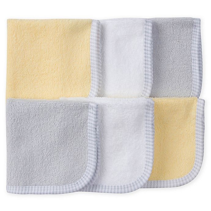 slide 1 of 1, Gerber Woven Washcloths - Grey/Yellow, 6 ct