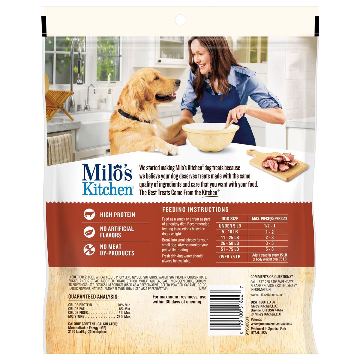 slide 6 of 6, Milo's Kitchen Steak Grillers Beef Recipe with Angus Steak Chewy Dog Treats - 18oz, 