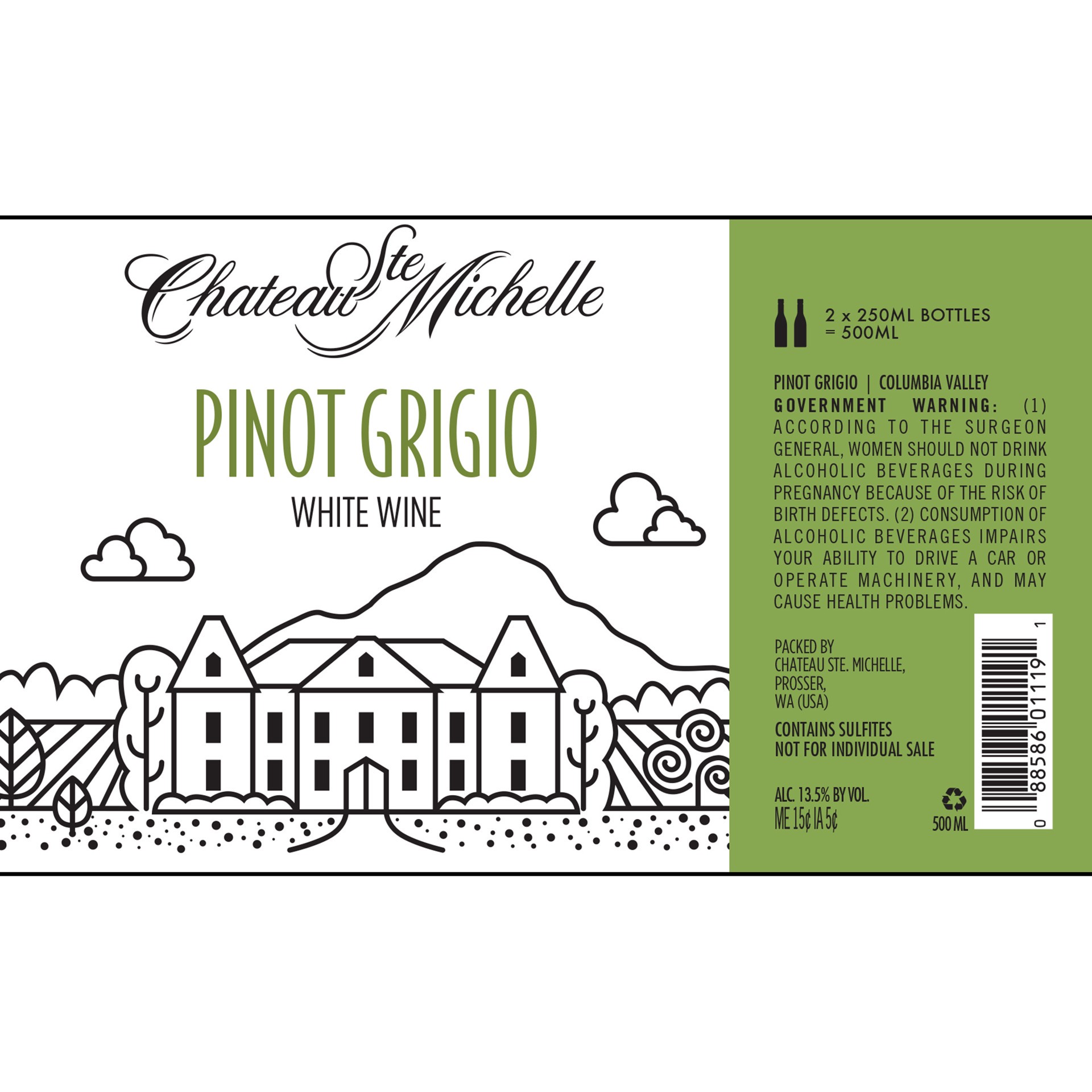 slide 5 of 8, Chateau Ste. Michelle Pinot Grigio White Wine, 2-pack Aluminum Bottle, 250 mL, 250 ml
