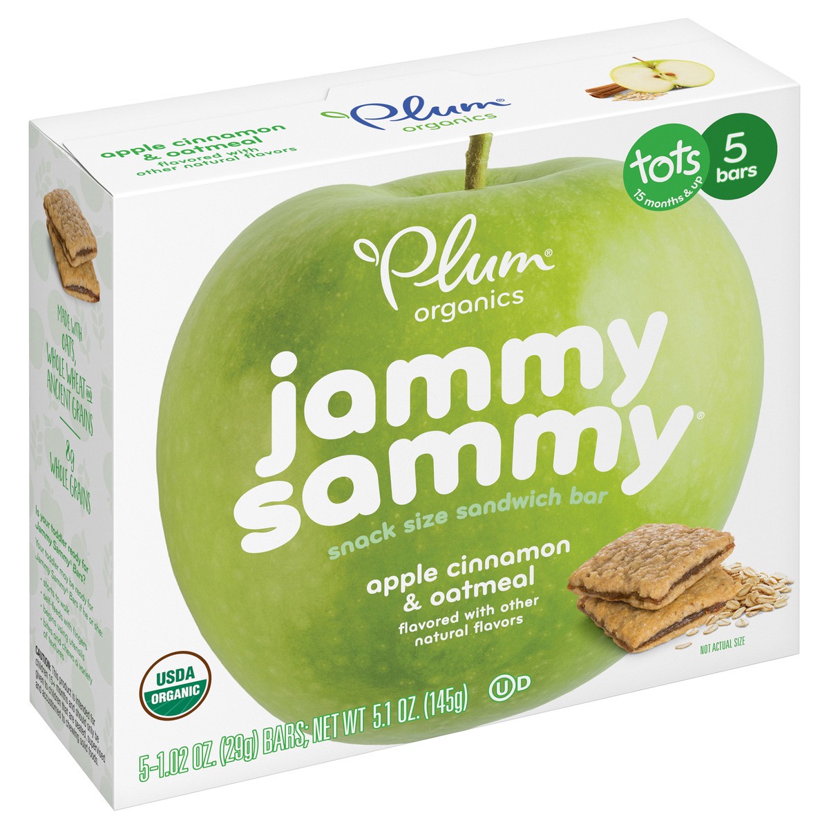 slide 2 of 12, Plum Organics Jammy Sammy Apple Cinnamon & Oatmeal 1.02oz Bars/5-Count Box, 5 ct