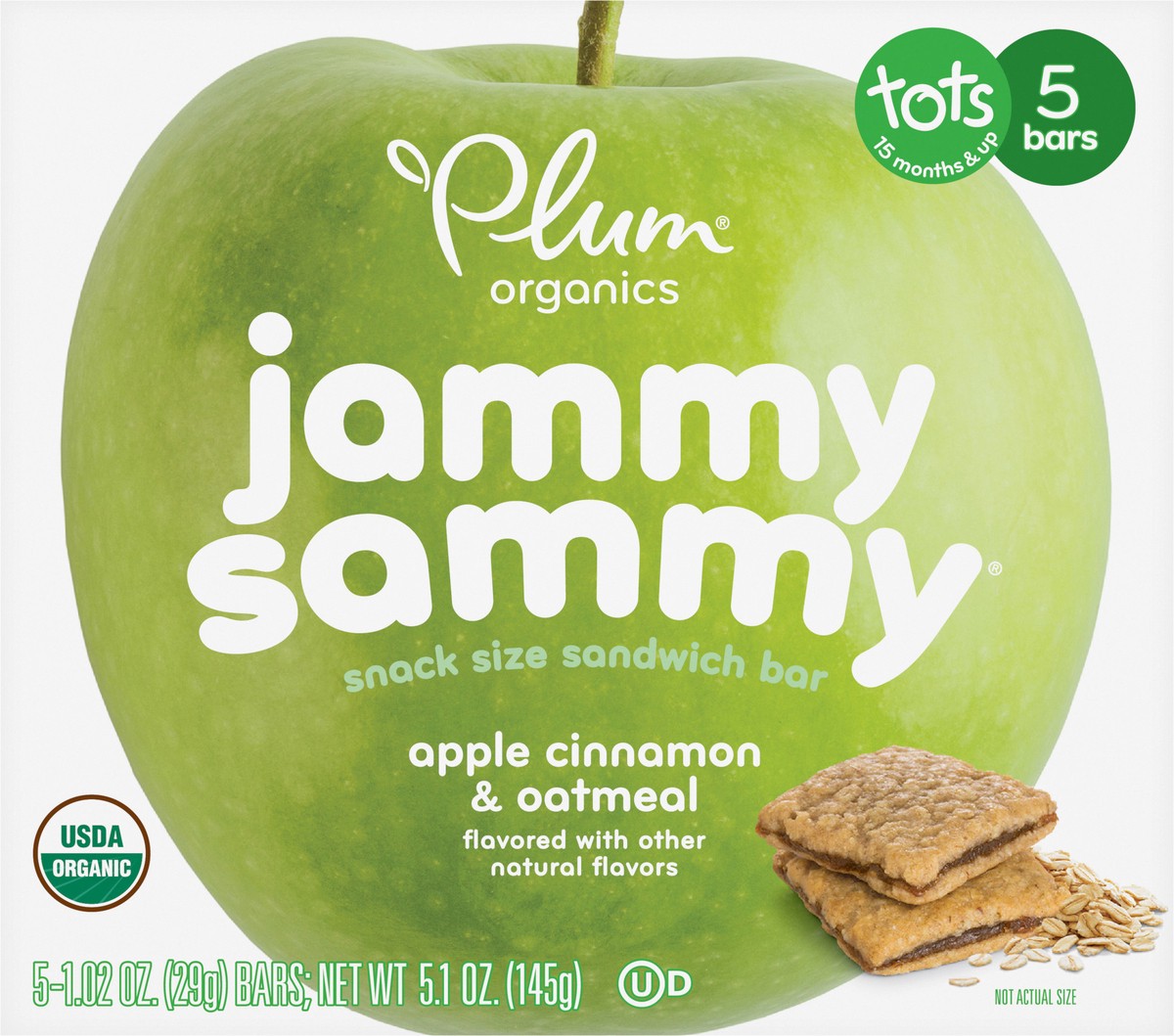 slide 4 of 12, Plum Organics Jammy Sammy Apple Cinnamon & Oatmeal 1.02oz Bars/5-Count Box, 5 ct