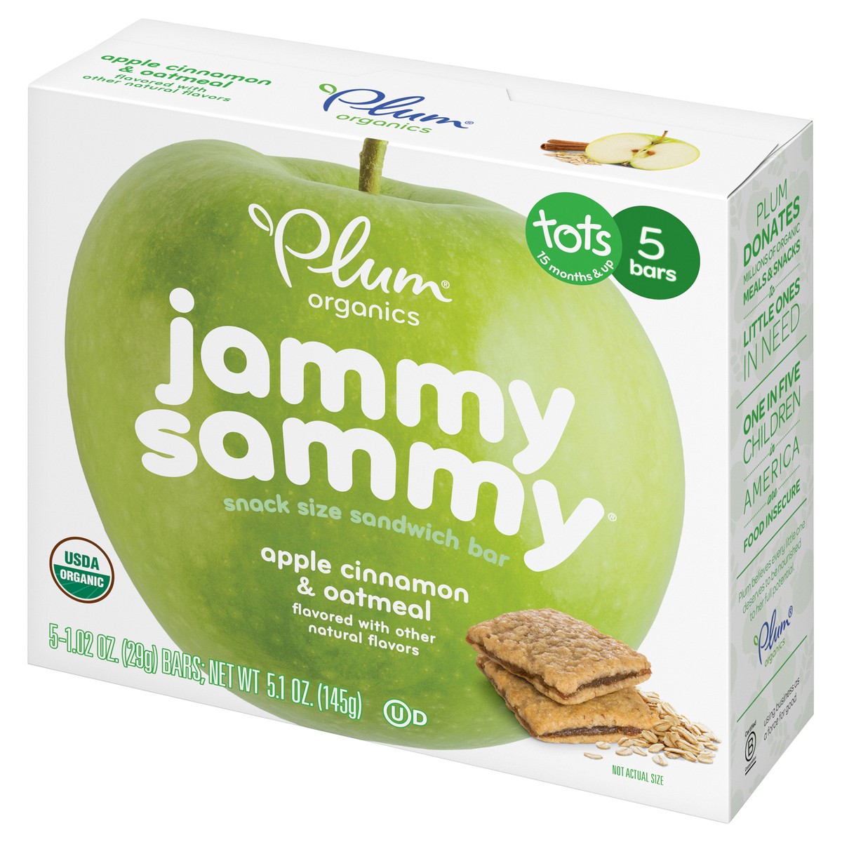 slide 6 of 12, Plum Organics Jammy Sammy Apple Cinnamon & Oatmeal 1.02oz Bars/5-Count Box, 5 ct