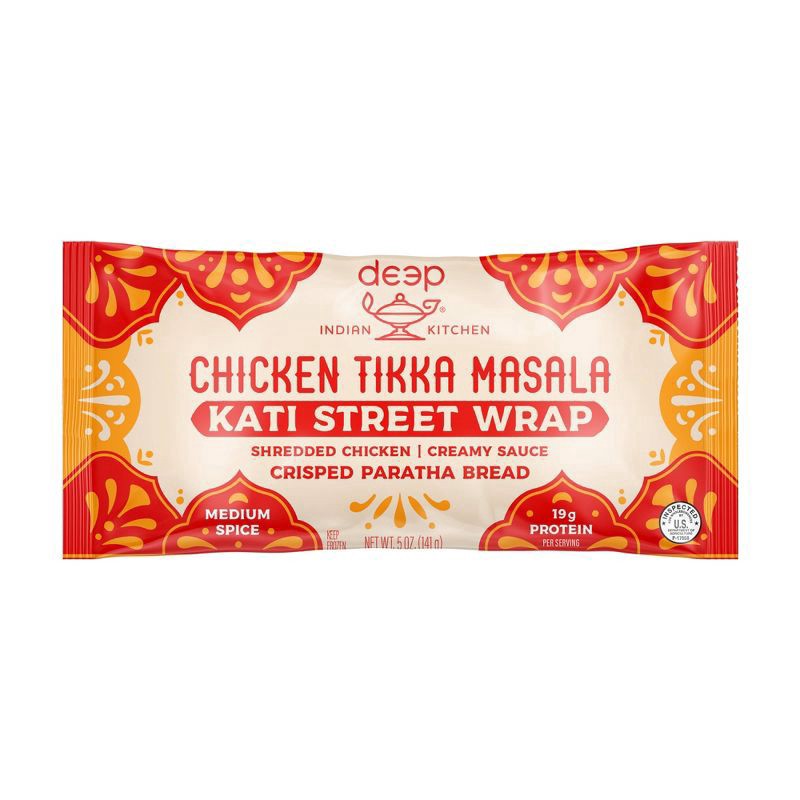 slide 1 of 5, Deep Indian Kitchen Medium Spice Chicken Tikka Masala Kati Street Wrap 5 oz, 5 oz