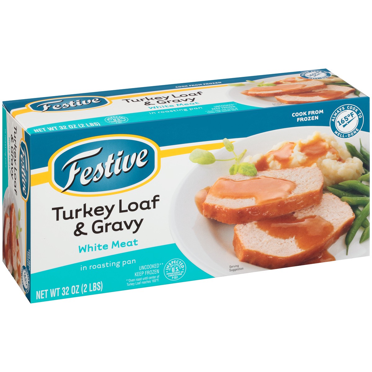slide 2 of 9, Festive White Meat Turkey Loaf & Gravy in Roasting Pan 32 oz. Box, 32 oz