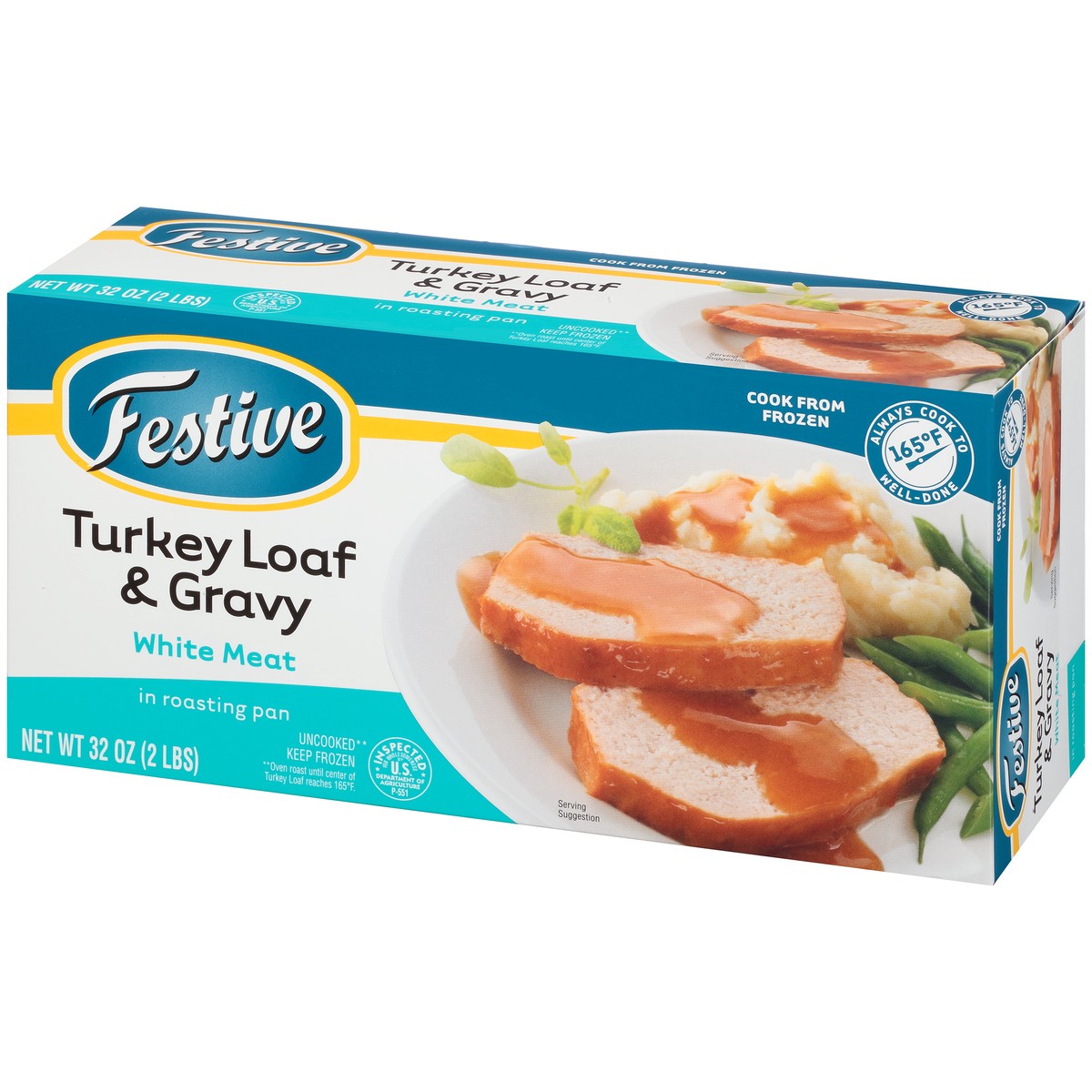 slide 3 of 9, Festive White Meat Turkey Loaf & Gravy in Roasting Pan 32 oz. Box, 32 oz