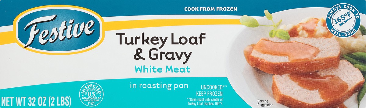 slide 4 of 9, Festive White Meat Turkey Loaf & Gravy in Roasting Pan 32 oz. Box, 32 oz
