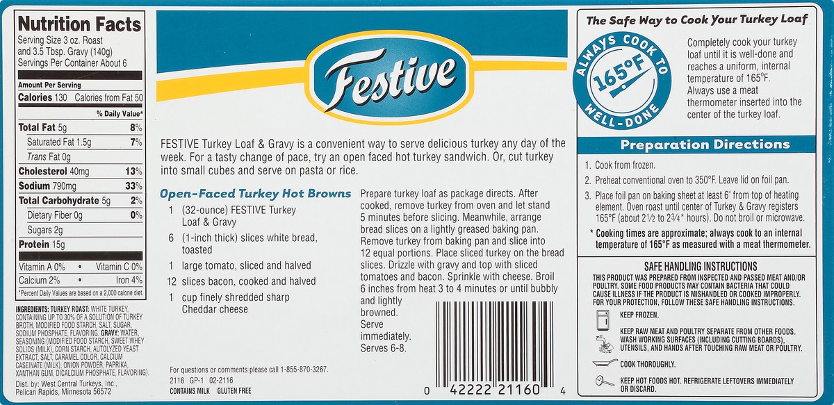 slide 5 of 9, Festive White Meat Turkey Loaf & Gravy in Roasting Pan 32 oz. Box, 32 oz