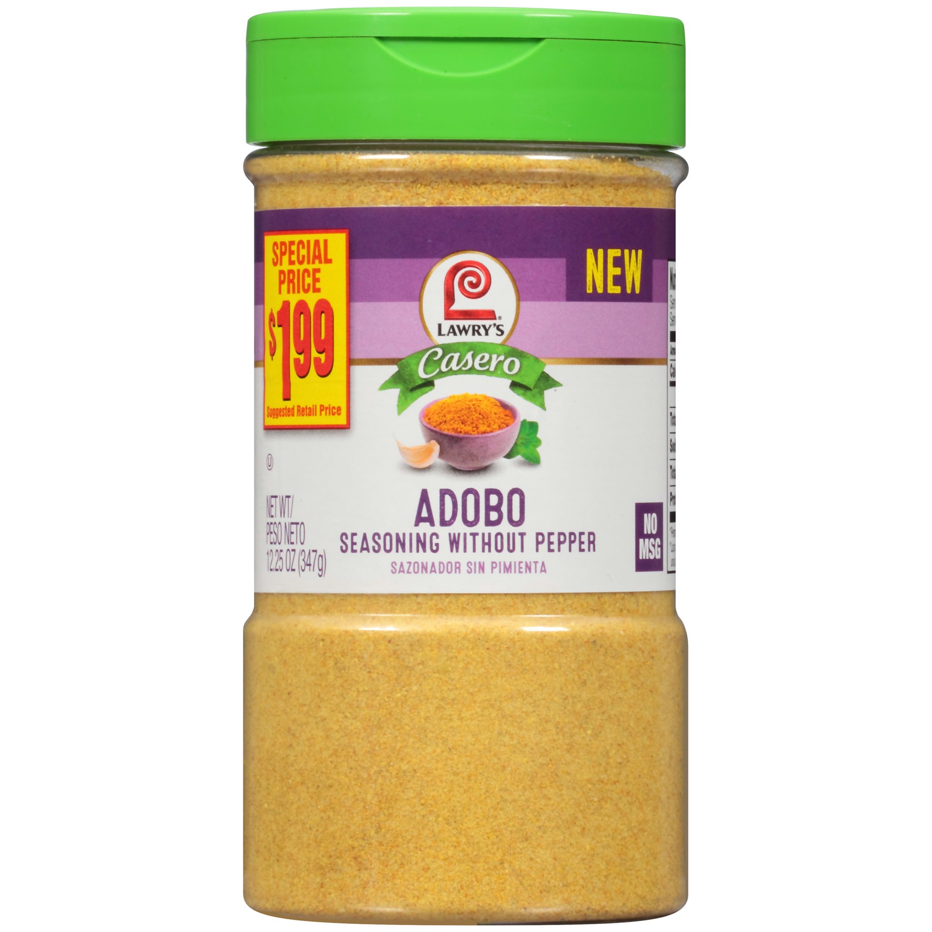 slide 1 of 1, Lawry's Casero Without Pepper Adobo Seasoning, 12.25 oz, 12.25 oz