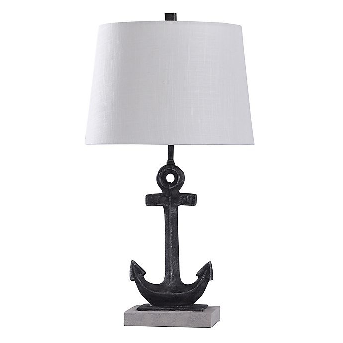 slide 1 of 3, Stylecraft Bertram Table Lamp - Gunmetal with Fabric Lampshade, 1 ct