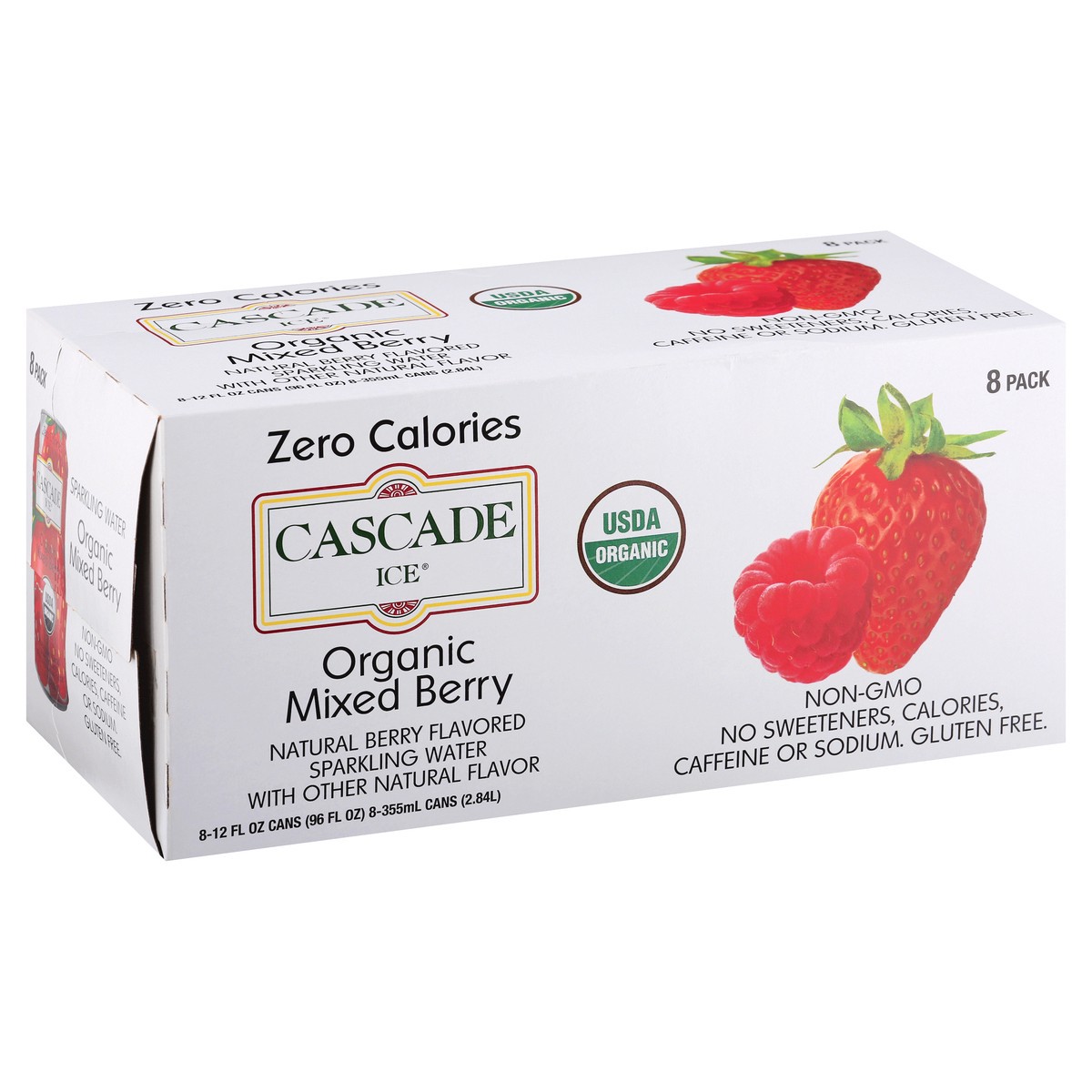 slide 3 of 9, Cascade Ice 8 Pack Organic Mixed Berry Sparkling Water 8 ea - 8 ct, 8 ct