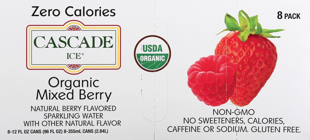 slide 4 of 9, Cascade Ice 8 Pack Organic Mixed Berry Sparkling Water 8 ea - 8 ct, 8 ct