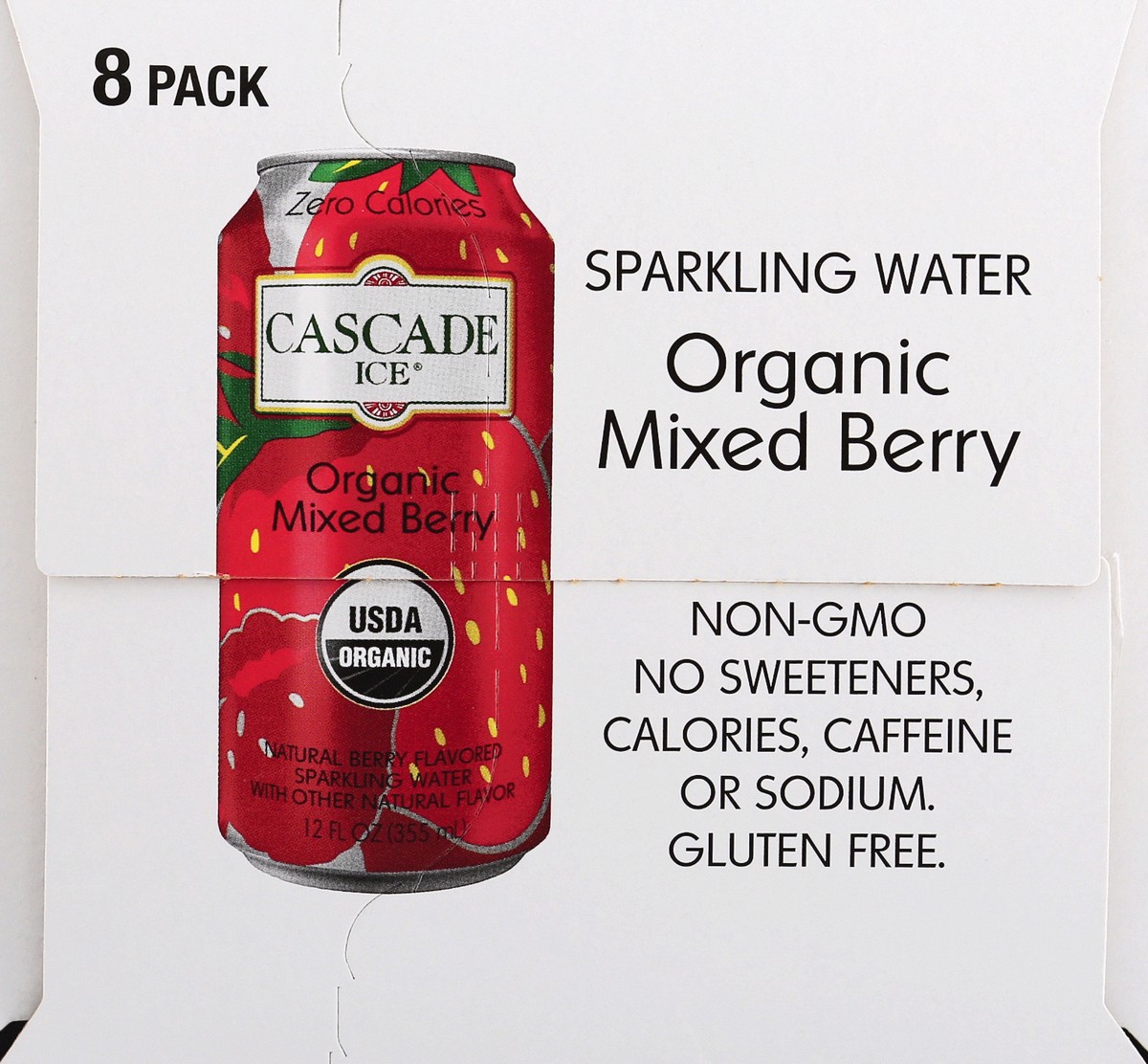 slide 9 of 9, Cascade Ice 8 Pack Organic Mixed Berry Sparkling Water 8 ea - 8 ct, 8 ct