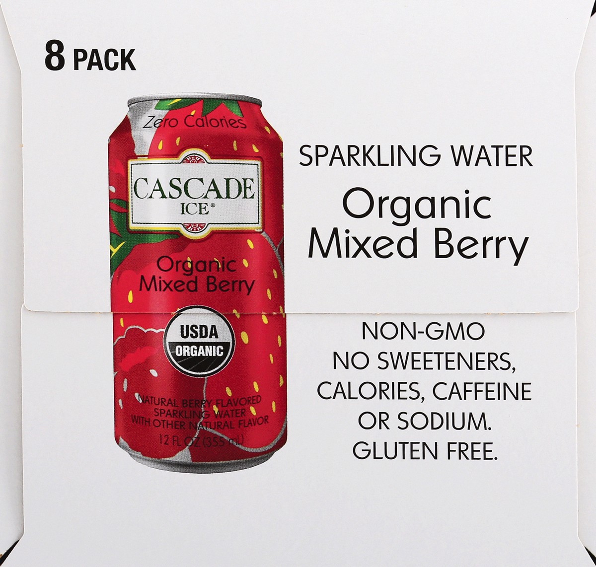 slide 7 of 9, Cascade Ice 8 Pack Organic Mixed Berry Sparkling Water 8 ea - 8 ct, 8 ct