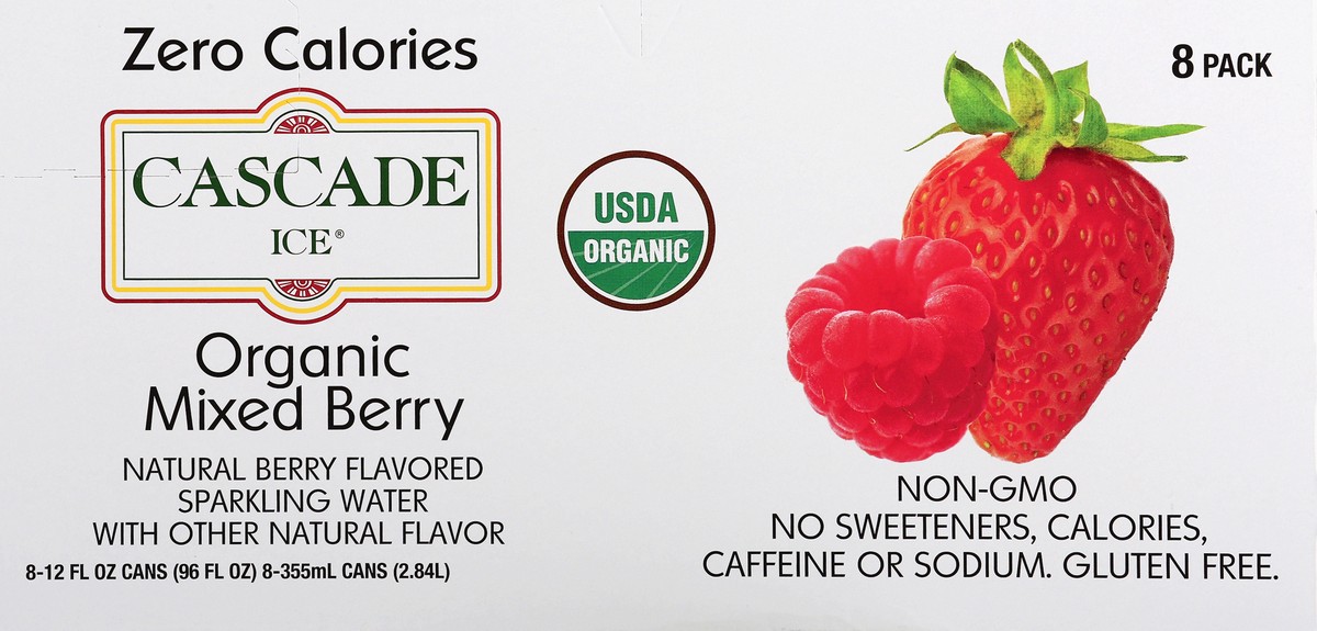 slide 8 of 9, Cascade Ice 8 Pack Organic Mixed Berry Sparkling Water 8 ea - 8 ct, 8 ct