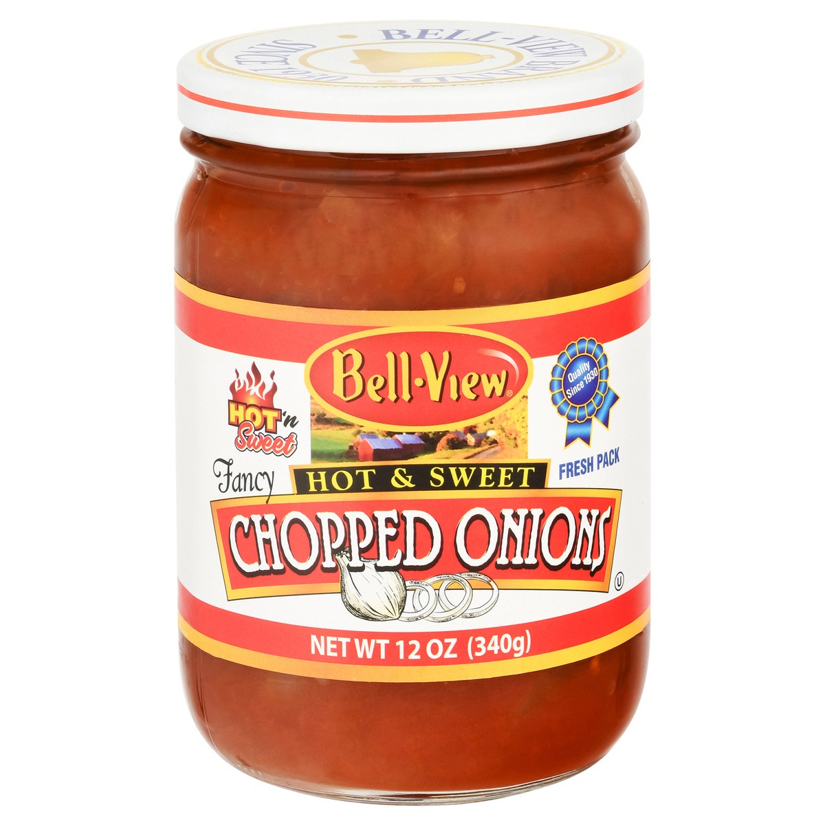 slide 1 of 9, Bell-View Hot & Sweet Chopped Onions 12 oz, 12 oz